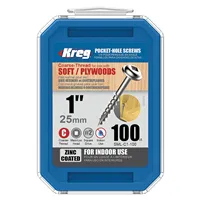 Kreg Zinc Maxi-Loc Skrutky pre skryté spoje - 25 mm, hrubý závit, 100 ks