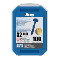 Kreg Blue-Kote Maxi-Loc Skrutky pre skryté spoje - 32 mm, hrubý závit, 100 ks